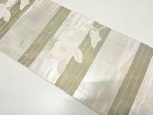 アンティーク　椿模様織り出し袋帯（材料）